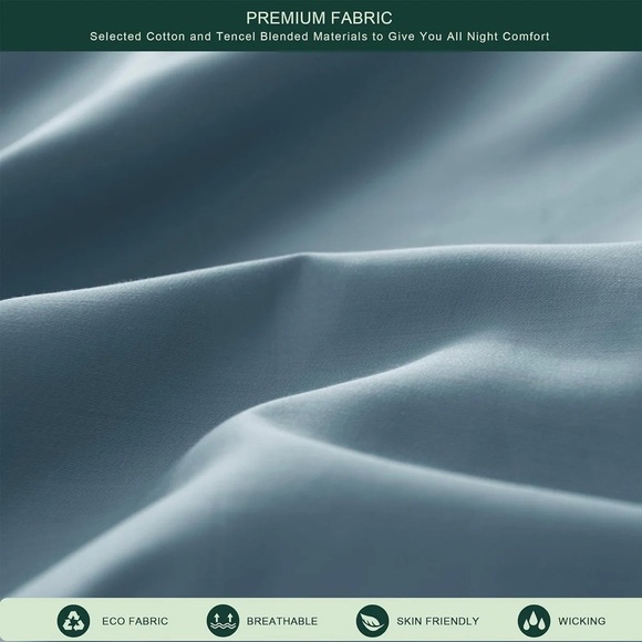 NEW SUBRTEX Luxury Cotton Pillowcase Set for Hair and Skin - Tencel Shams 2-Pack - Picture 7 of 15